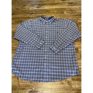 Ralph Lauren Men’s 3XLT Blue Plaid Shirt Stretch Button Down Long Sleeve